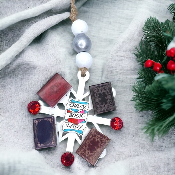 Crazy Book Lady Christmas Ornament: A Whimsical Tribute to Book Lovers! Handmade - Picture 13 of 16
